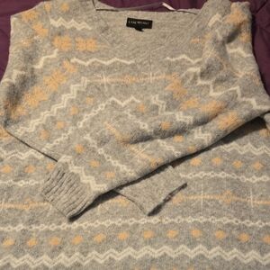 Lane Bryant V-Neck Sweater in Gray and Cream